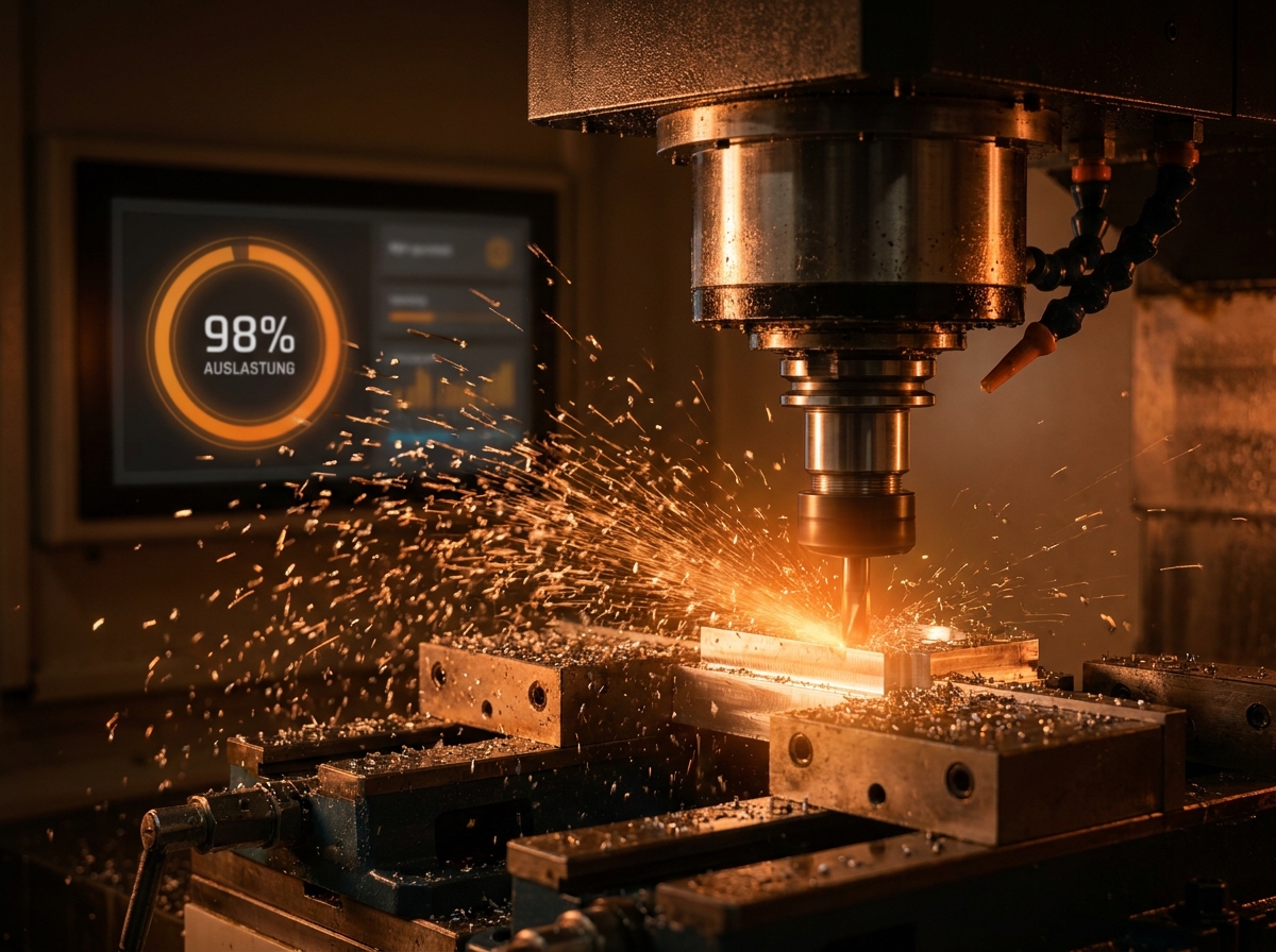 CNC-Maschine mit Auslastungsanzeige
